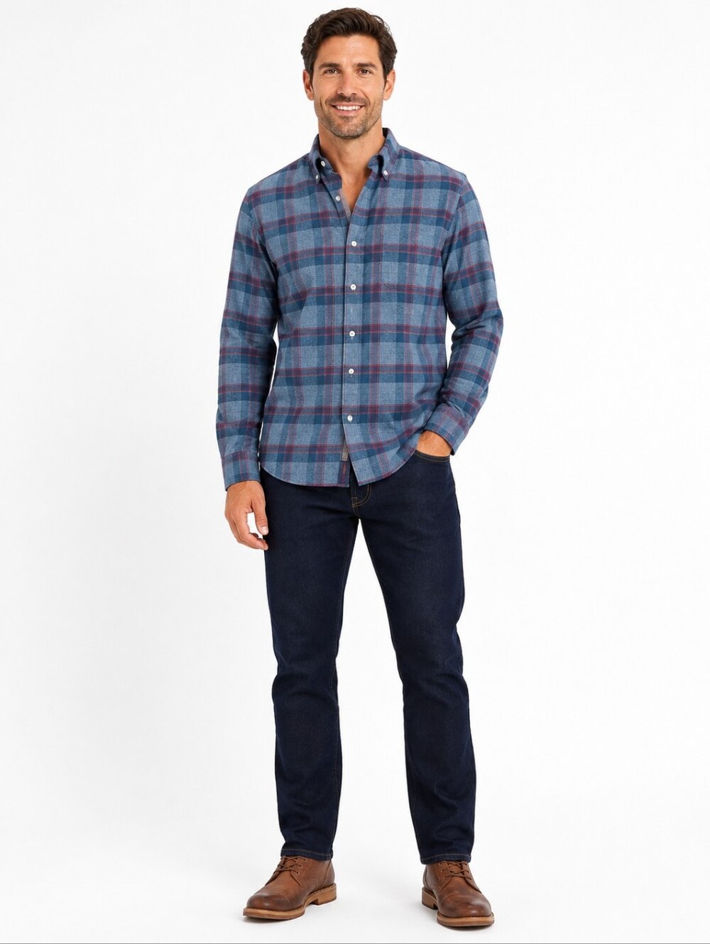 The Normal Brand Men’s M Blue Red Plaid Flannel Button Down Shirt